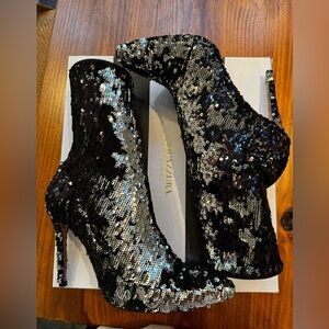 Aquazzura Stretch Sequin Booty EUC with Box & Dust Bag (Size 38)